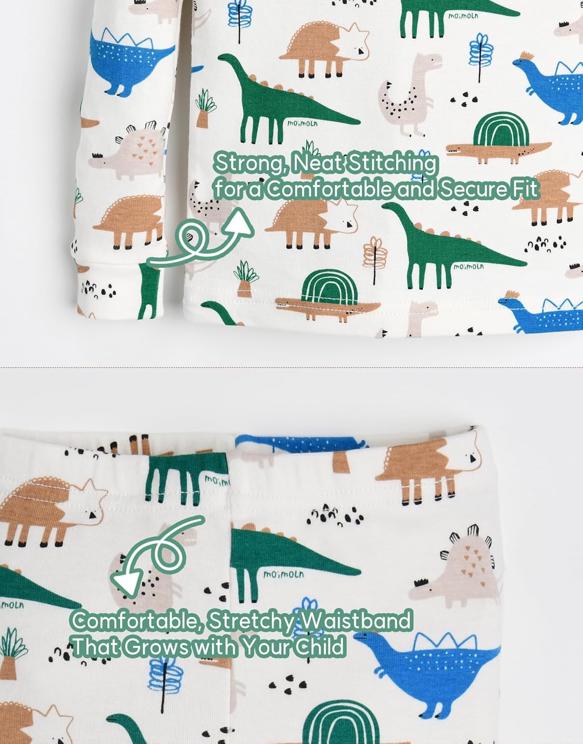 moimoln Sibling Matching 6M-8Y Soft Warm Cotton Modal Character Long Sleeve Snug-Fit Pajama Long Sleeve Sleepwear Daily - Image 5