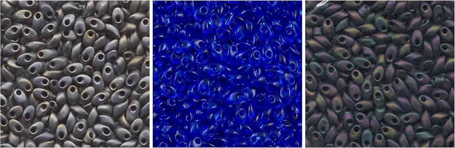 90g Grams Long Magatama Bead Mix Miyuki. Sapphire, Silver, Midnight, Cobalt. 9 Colors, 10g Each Plus 2 spools Cord. Kumihimo, Braiding, Macrame. - Image 4