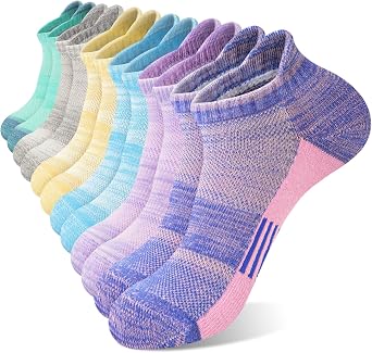 YSense 6 Pairs Womens Ankle Socks, Low Cut Athletic Running Cotton Socks Breathable Moisture-Wicking