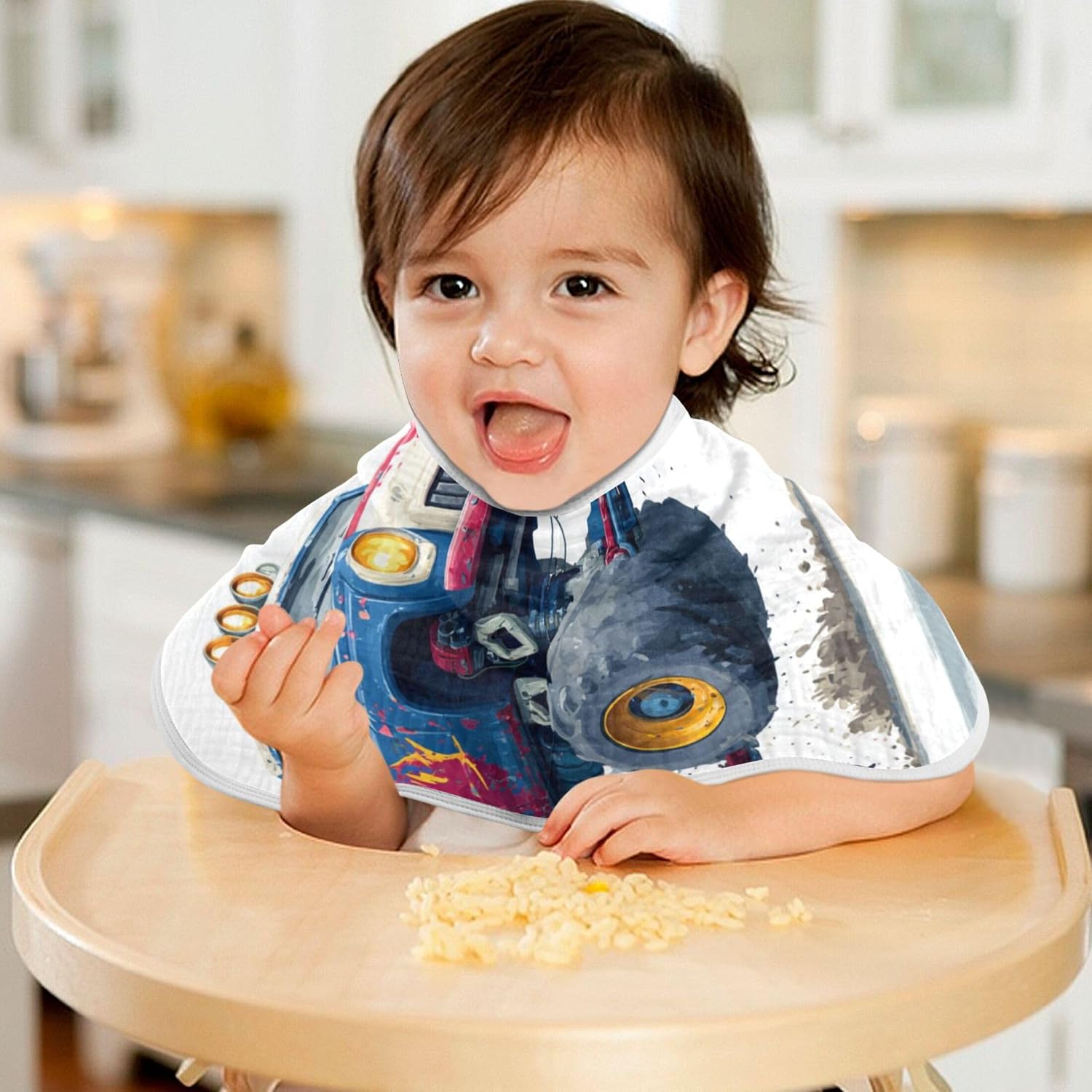 Cartoon Fire Monster Truck Burp Cloths Baby Boys Girls Absorbent Soft Cotton Burping Cloths Rags 4 Pack