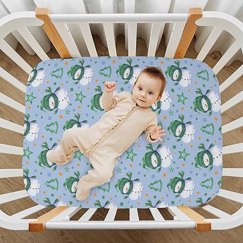 Miniatura 6 de Little Snowmen Crib Sheets - Stretchy Fitted Crib Sheets for Boys Girls, Unisex Cozy Baby Crib Sheet 27 x 39 x 5 Inches