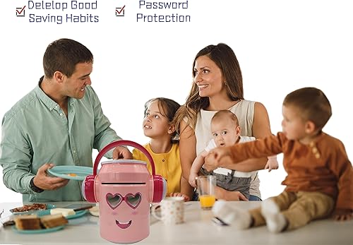 Miniatura 5 de Banco de cajero automático para niños,Alcancía electrónica de música rosa para niñas,Banco seguro para niños grandes