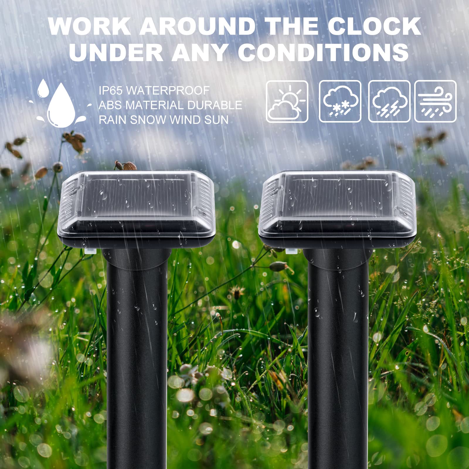Flintronic Ultraschall Solar Tiervertreiber, Wasserdichter, Tierverscheucher mit PIR-Bewegungsmelder, Frequenz 12.5-25KHz, Blitze zum Verscheuchen von Katzen, Hunde, Vögel, Füchse, Ratten, Marder
