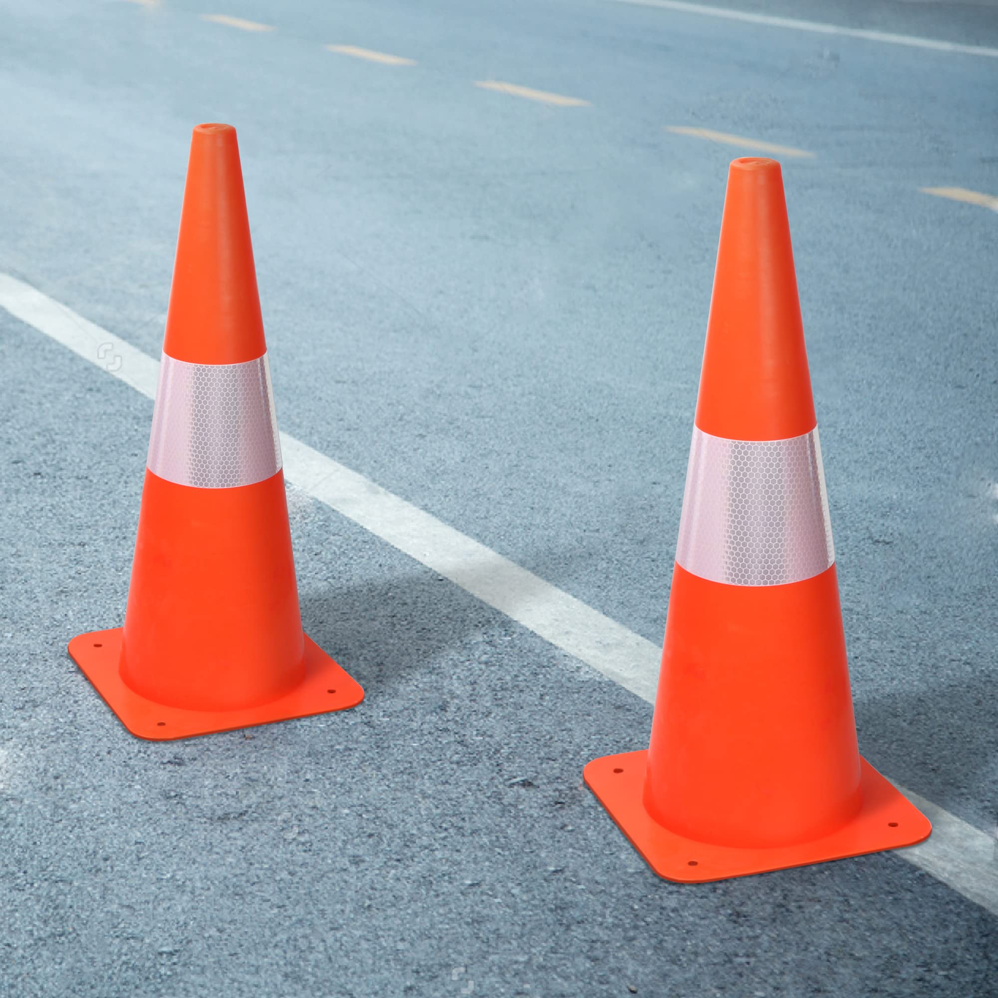 38cm Cône d'avertissement - Lot de 4 cônes d'avertissement réfléchissants orange - Cône de direction/pylon pour parking, sécurité routière, chapeaux de marquage pour activités de plein air et