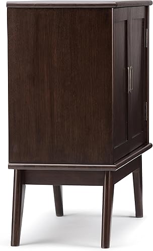 Miniatura 11 de SIMPLIHOME Draper - Armario bajo de madera maciza de 32 pulgadas de ancho, moderno de mediados de siglo, color marrón caoba medio, para sala de