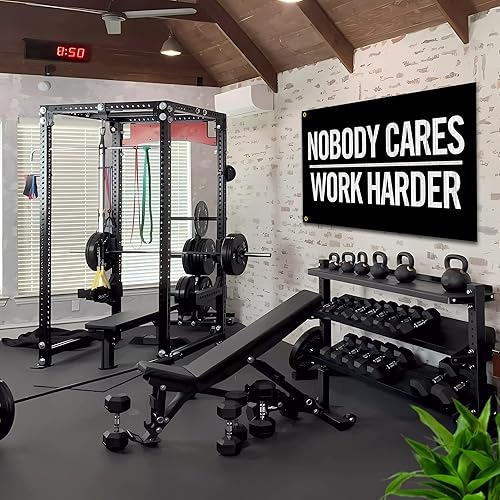 Miniatura 6 de Bandera de Nobody Cares Work Harder de 3 x 5 pies, banderas inspiradoras de fitness para el hogar, gimnasio, decoración de pared, habitación,