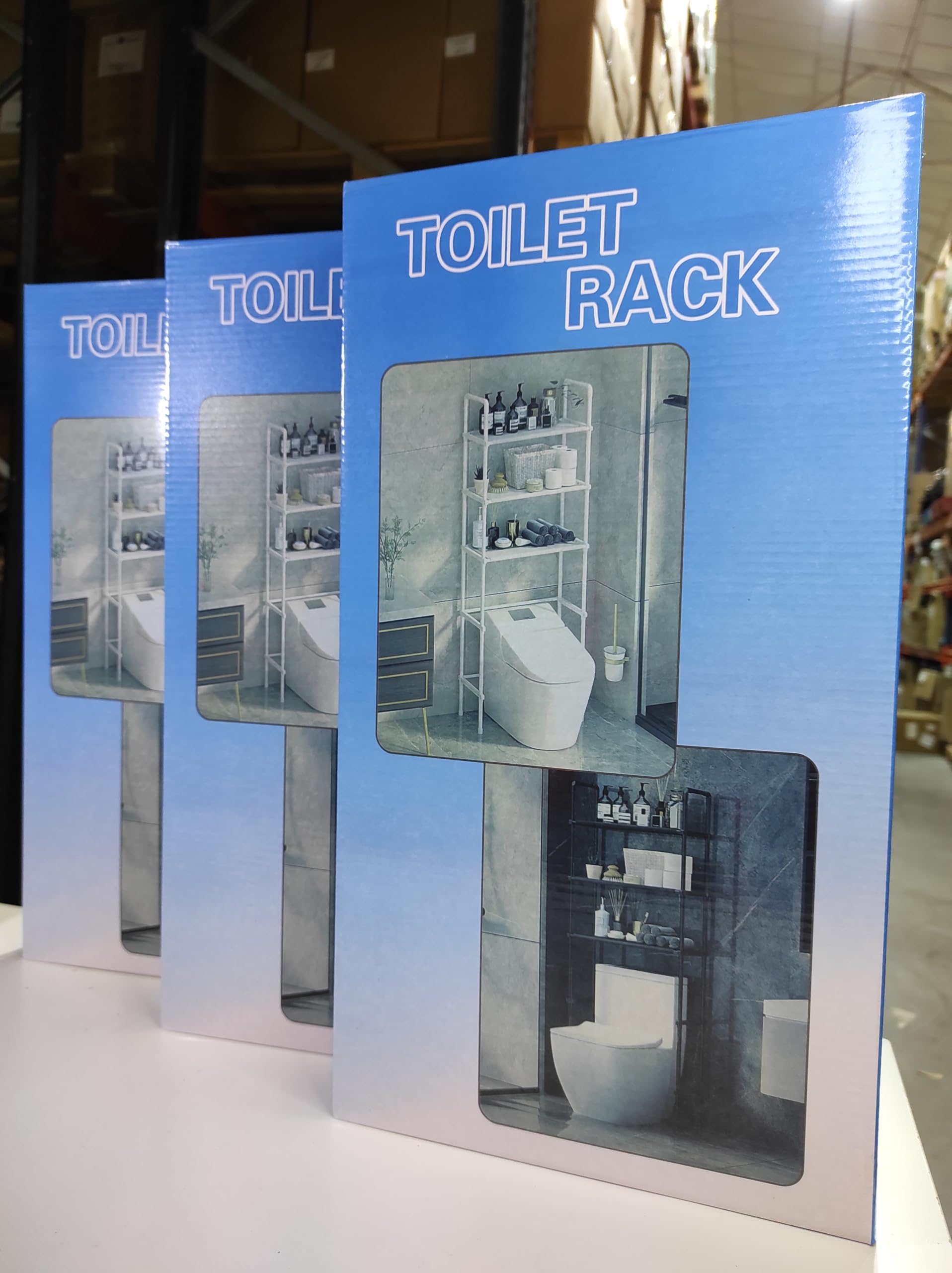 MayMax Estanteria de Almacenamiento de Metal sobre el Inodoro - Mueble de Bano Ahorra Espacio con Baldas para Toallas, Papel y Cosmetica, Estructura Metalica Estable y Facil Montaje