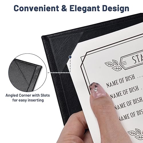 Miniatura 3 de WeChef - Soportes de menú para restaurante de 4.25 x 11 pulgadas, doble pliegue, 2 vistas, fundas de menú de restaurante de piel sintética con