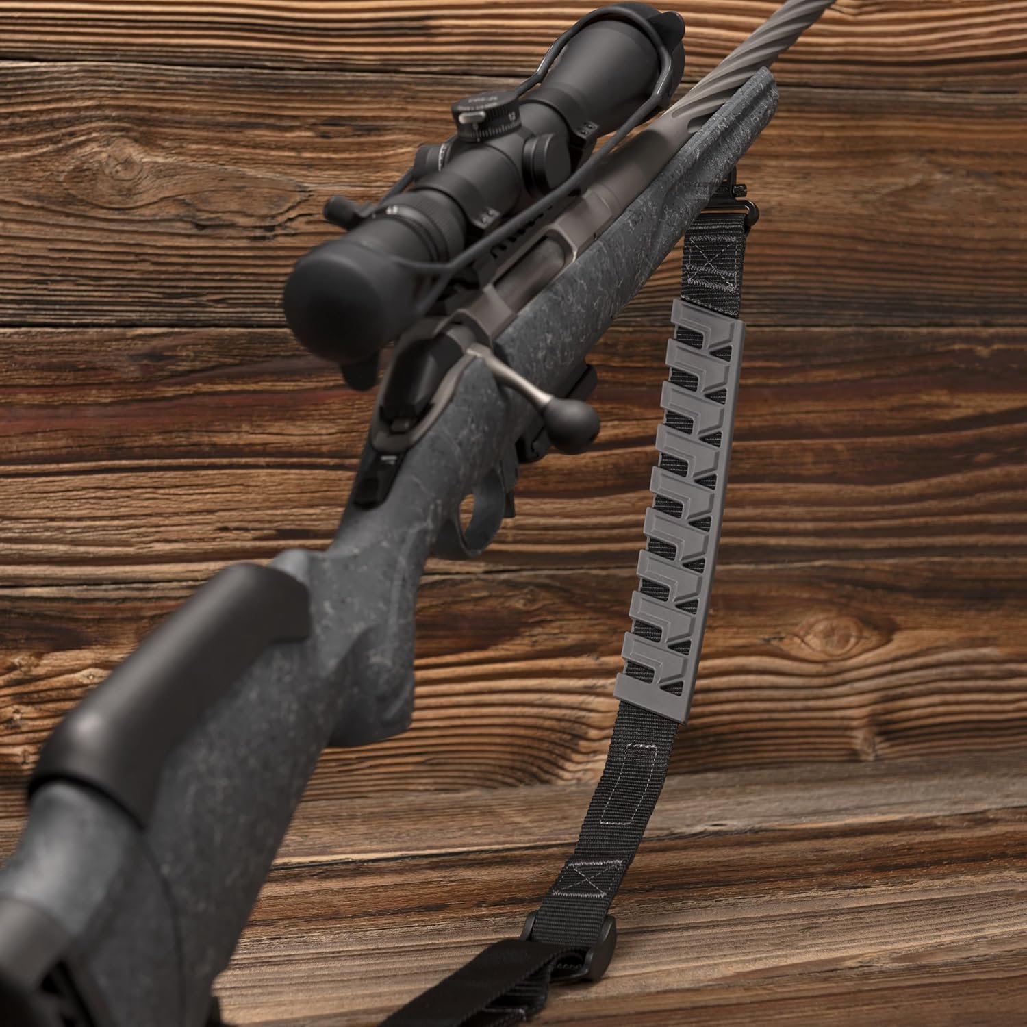 Allen Company Baktrak Traction Web 36″ Rifle Sling w/ 500lb‑Rated Swivels – Slim, Non‑Slip Pad - Black/Gray - Image 4