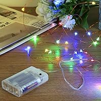 Vista 8 de Sanniu - Tiras de miniluces LED, de cable de cobre, luces tipo estrellas o de cuento de hadas, alimentadas por pilas, paquete de 2, para Navidad