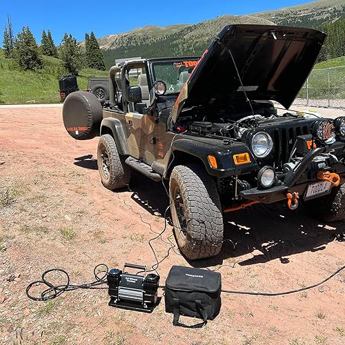 Miniatura 6 de Compresor de aire portátil de 12 V, inflador 2 veces más rápido, 11.65 CFM330 Lmin, bomba de neumáticos de alta resistencia para camiones,