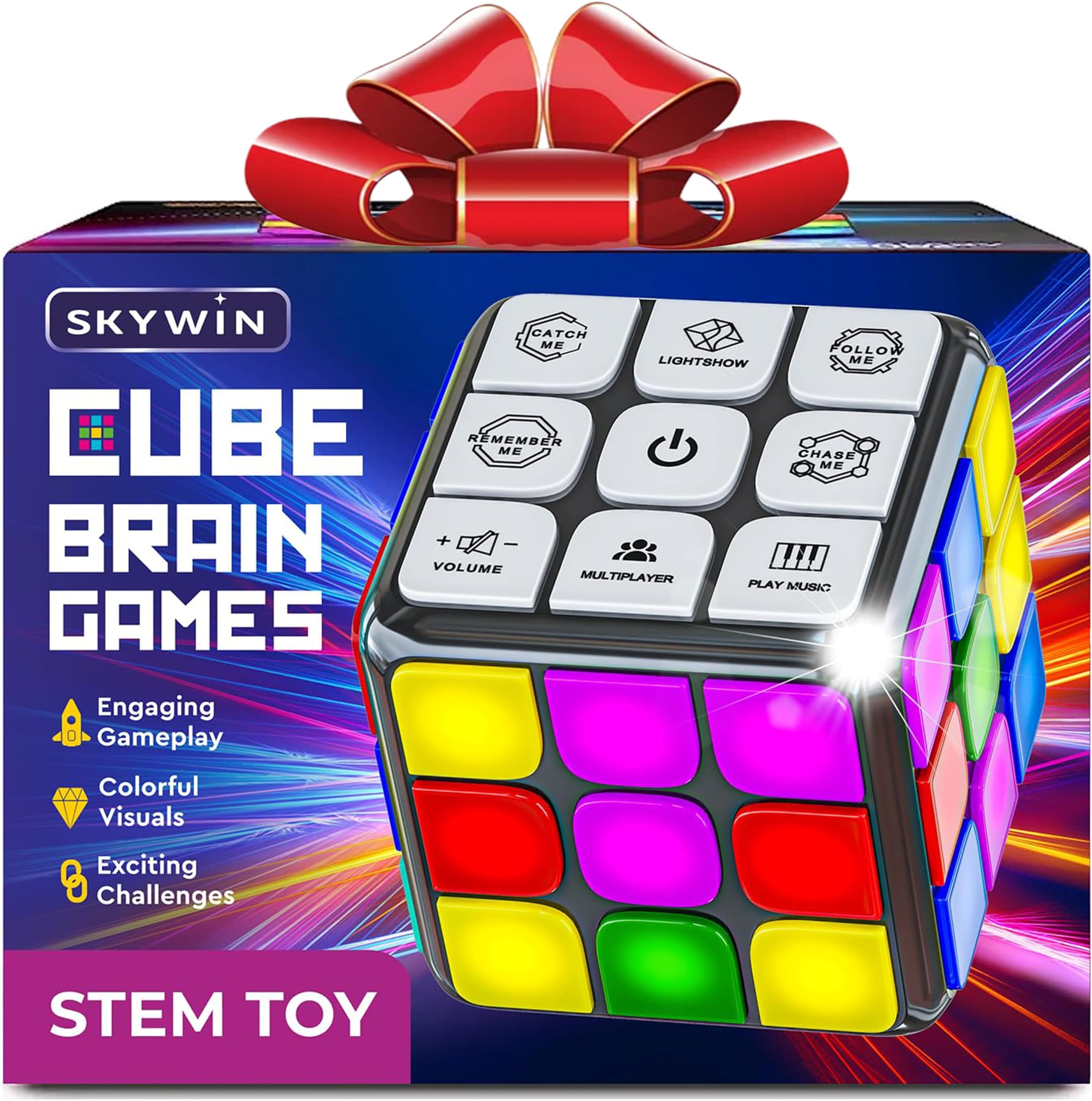 Puzzle STEM Memory Cube Game, Entertaining, Fun & Unique Flashing Memory Cube, Electronic Memory & Speed Game Development for Kids & Adults, Brain Hands and Eyes Coordination Game Cubes (Black)