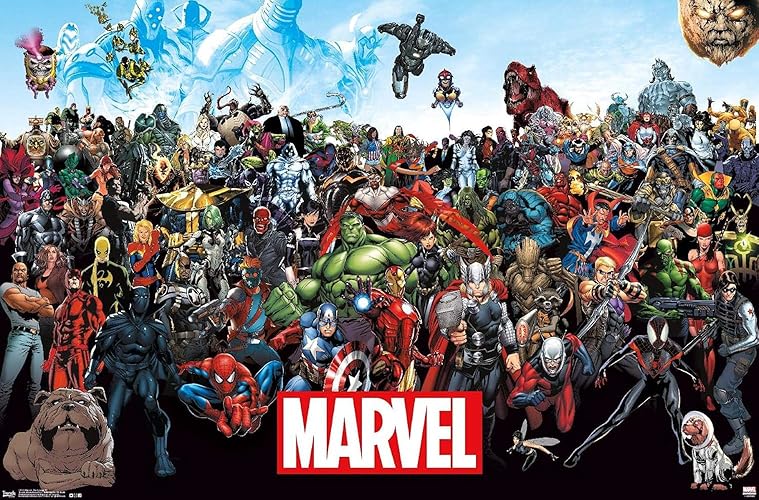 Trends International Marvel Comics The Lineup Wall Poster 22.375" x 34" for Playroom - Unframed Version - 22.4"L x 34"W