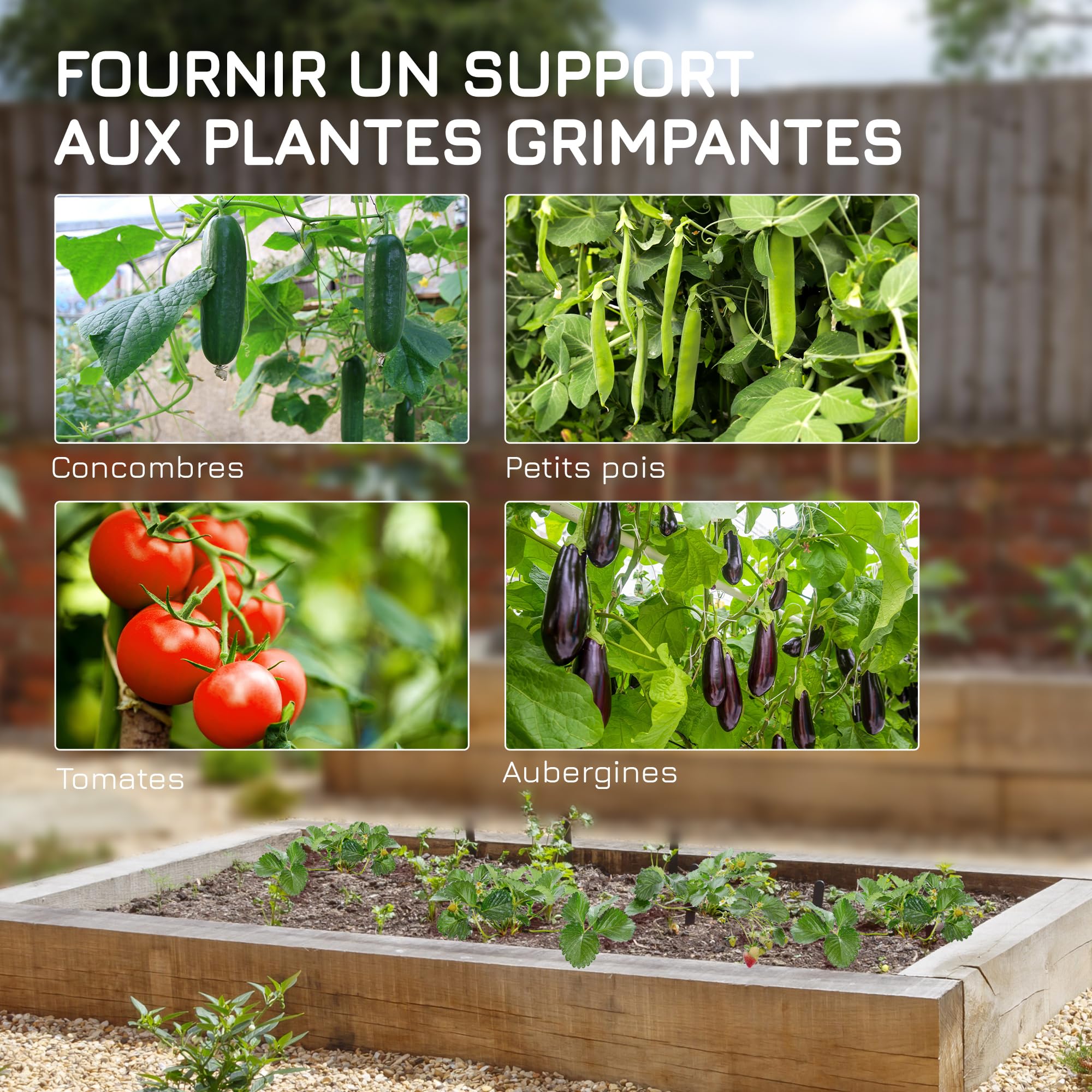 Outsunny Treillis de Jardin Support pour Plantes Grimpantes Forme A Vert | en Acier, 3 Niveaux avec Hauteur Réglable, Tuteur de Concombre, Tomates