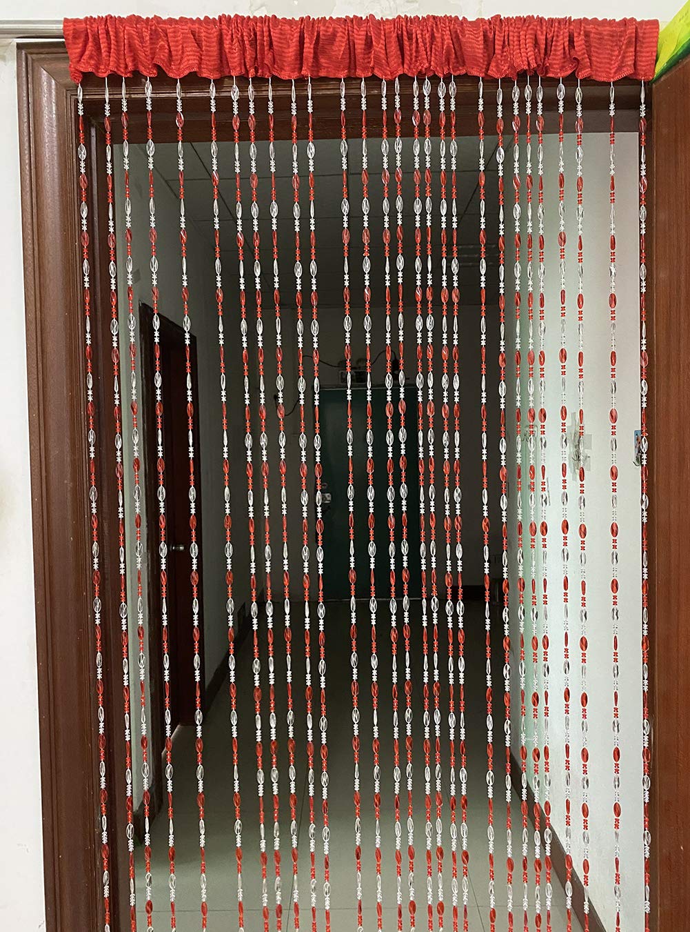 ZiDeTang Acrylic Beaded Door Curtain Décor Tassel Room Divider Curtain for Doorway (Red, 100cm by 195cm)
