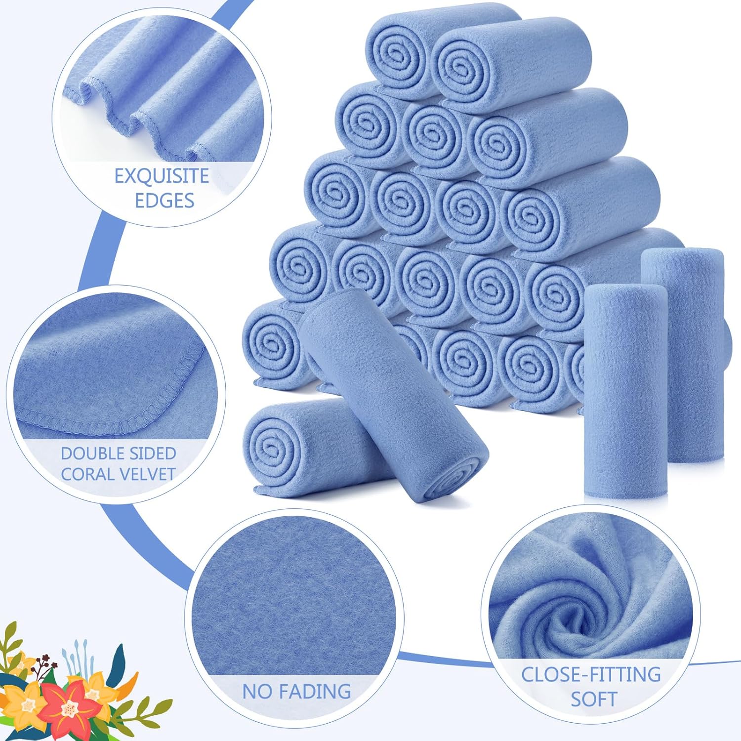 Shimeyao 24 Packs Fleece Throw Blanket Soft Warm Lightweight Fleece Blanket Cozy Throw Bulk for Home Bed Couch Sofa Office Wedding Gifts Suitable for Seasons, 50 x 60 Inches(Clear Blue) - Image 5