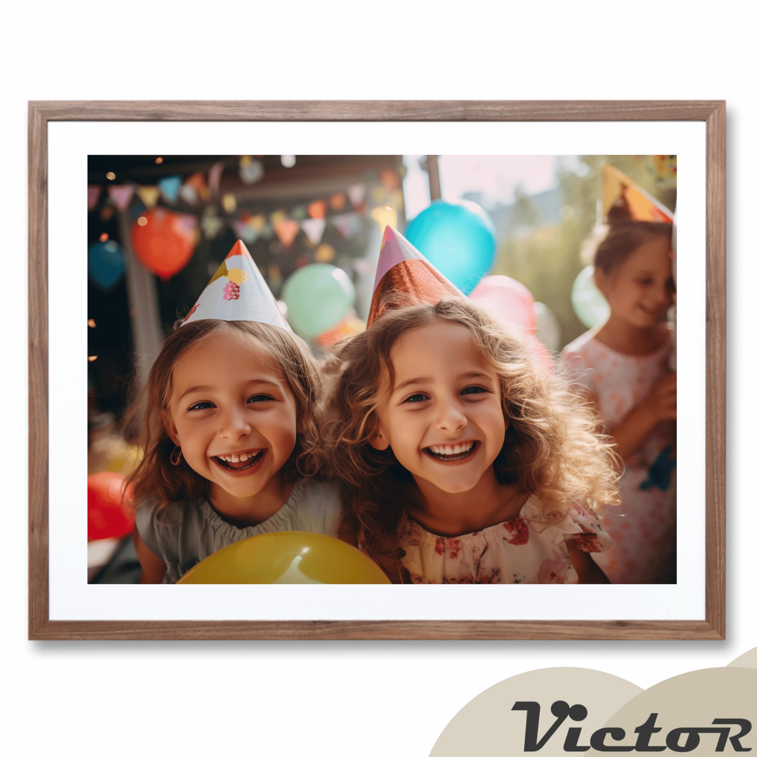 VictoR Bilderrahmen Passepartout Richter braun in 60x80 cm mit 50x70 Passepartout - Fotorahmen Holz - Leiste: 25x20mm - Bilderrahmen 60x80 braun
