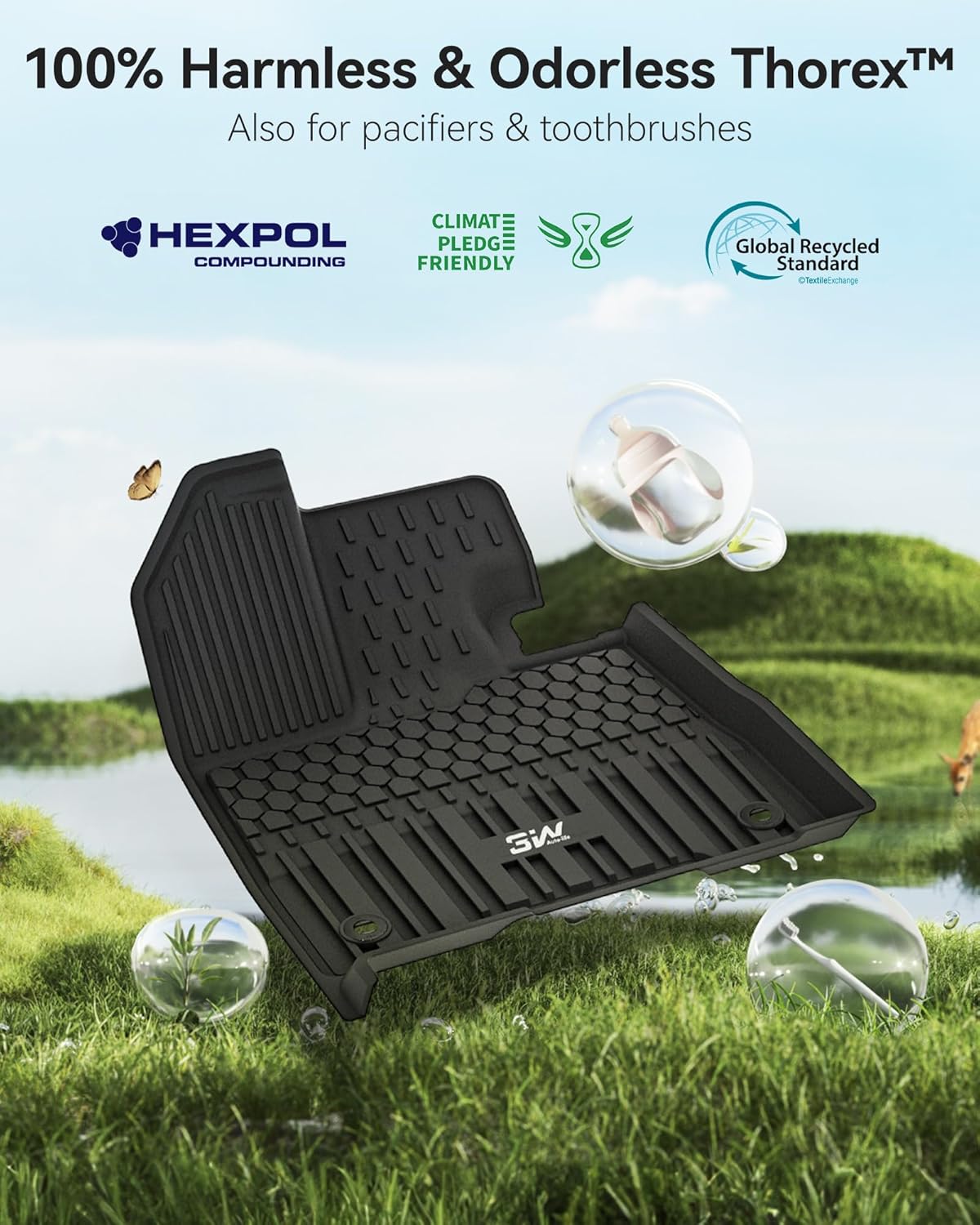 3W Floor Mats for Toyota Sienna 2021-2026 (Only for 7 Seat & Not Fit 25-26 Platinum Edition), TPE All Weather Custom Fit Floor Liner for Sienna XLE/XSE/Limited/Woodland Edition 1st, 2nd and 3rd Row - Image 8