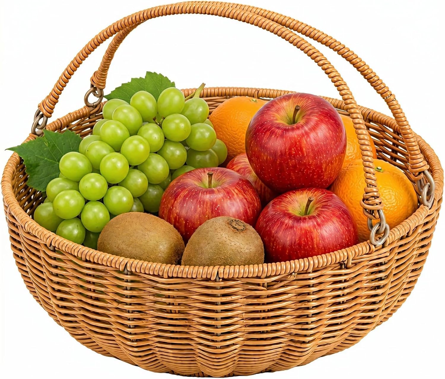 Covzoe Plastic Wicker Fruit Basket with Handle, 12 Inch