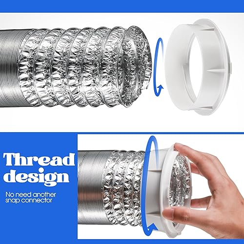 Miniatura 5 de Adaptador de placa de pared de ventilación de secadora, cubre el área de 7 x 7 pulgadas, kit de conector de muelle de secadora a presión para