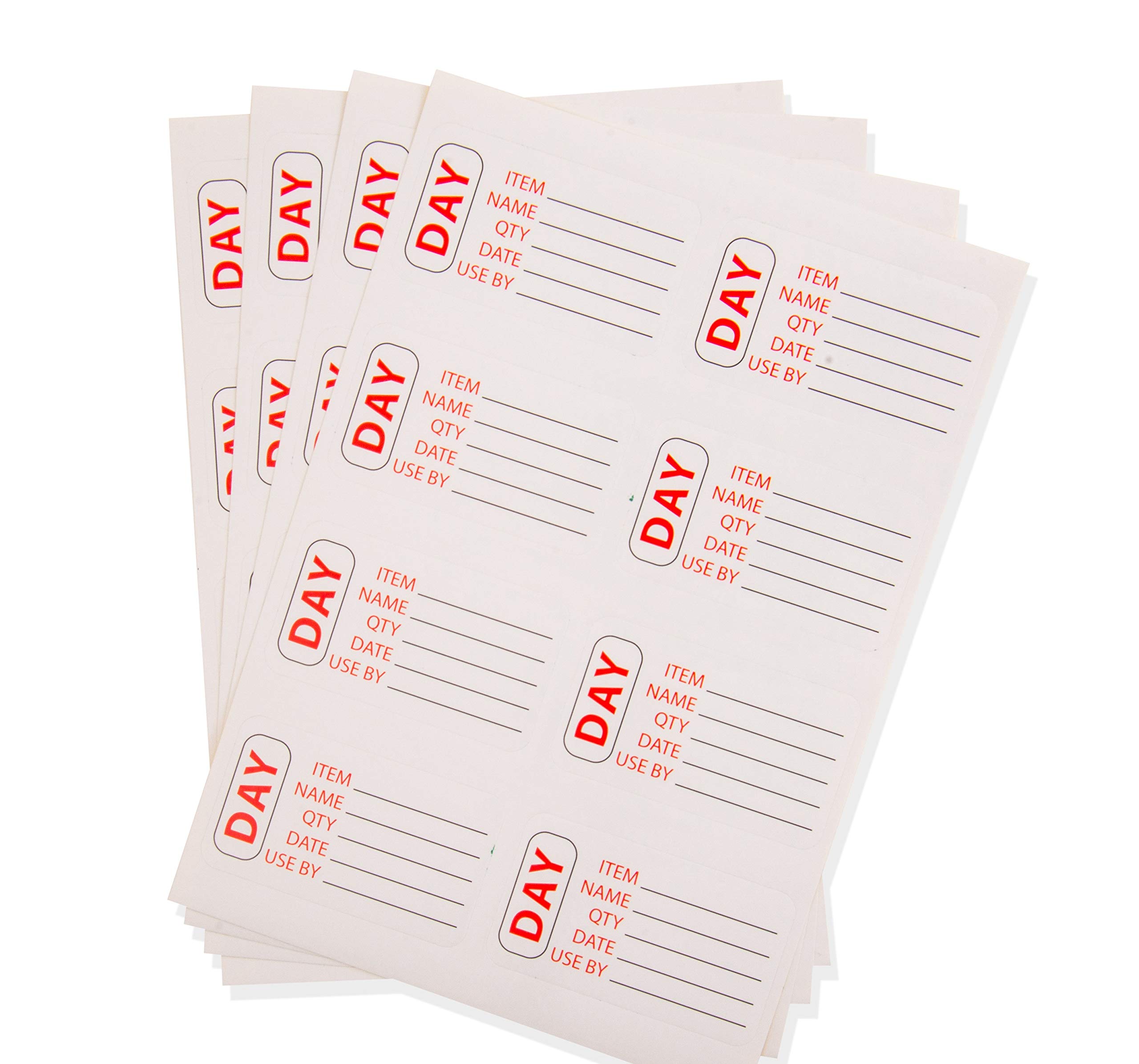 Harlington Group Food Prepped Product Labels A Pack of 240 Removable Use by Food Labels Red and White Home Restaurant Food Organisation 7cm x 4cm 240Pcs