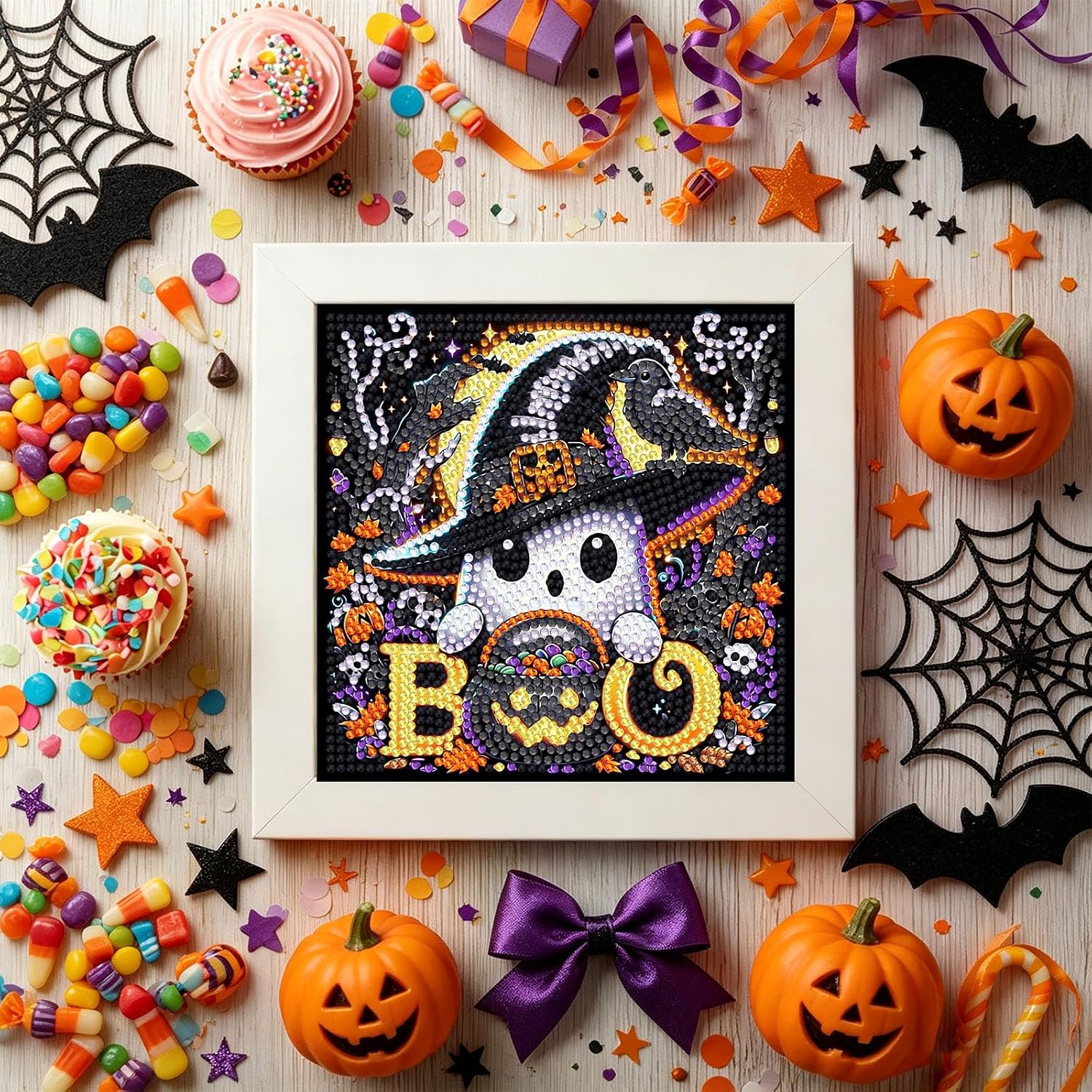 Gemozaic Halloween Diamond Art Kit for Kids Ages 6-8-12 with Frame, 7x7 in image 4