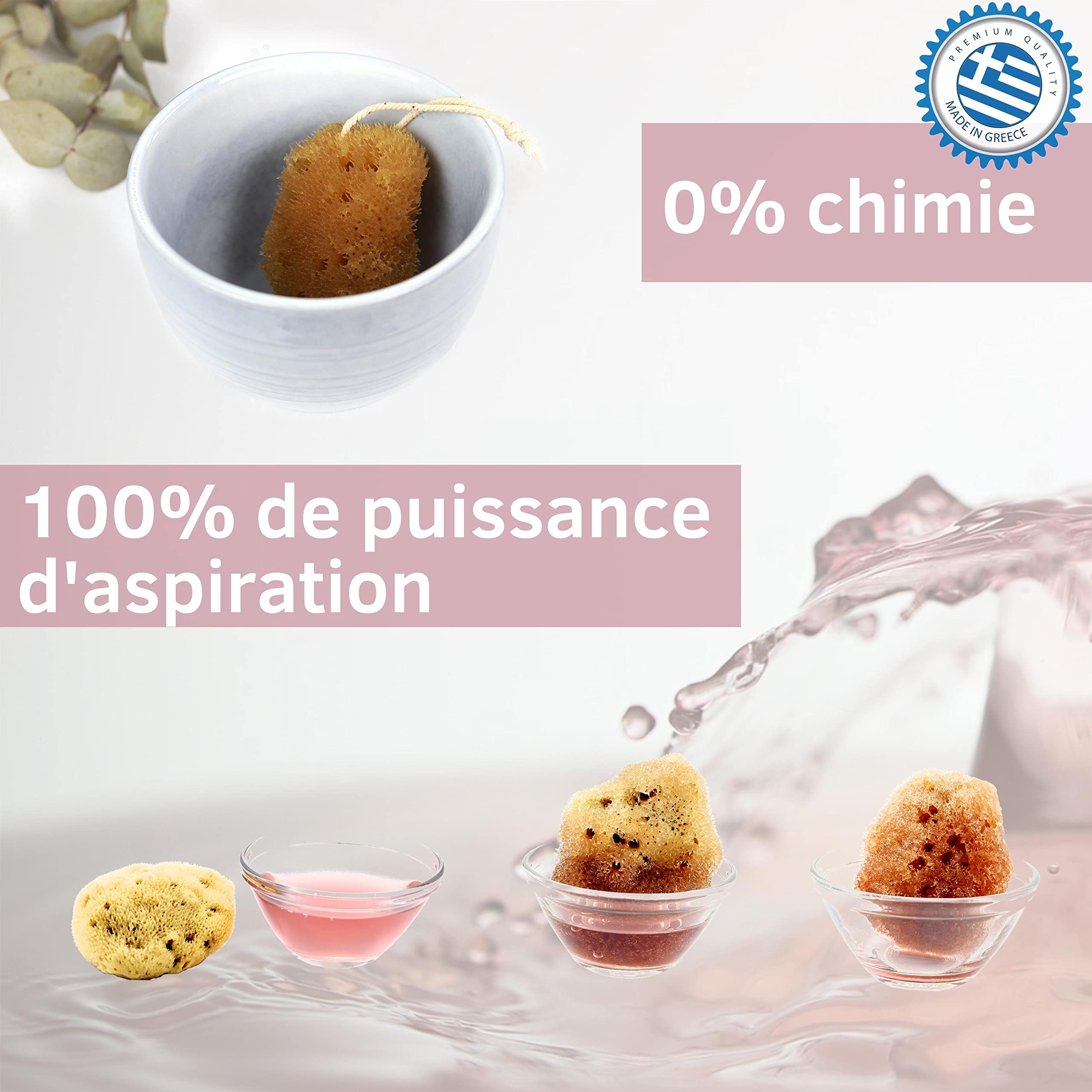 tom&pat® Éponge menstruelle avec fil • en éponge naturelle • alternative aux tampons • lavable et réutilisable • Dermatest excellent • boîte de voyage • qualité premium Grèce (Taille M, 3 x 5-7 cm)