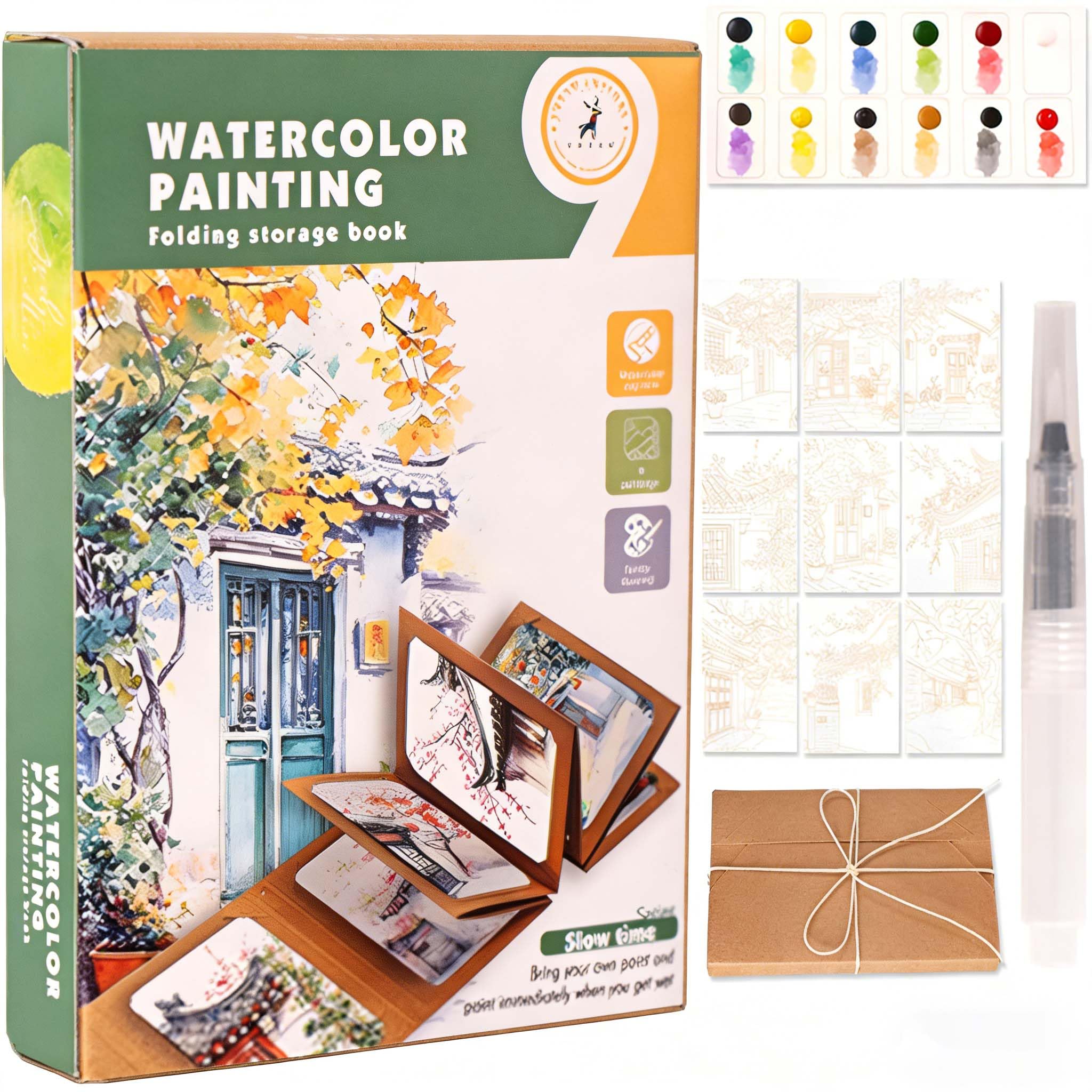 usefulbeauty Aquarel boek voor, beginner aquarel boek - schilderset voor,Multifunctionele ambachtelijke aquarel boekset voor kleuterschool thuis op school