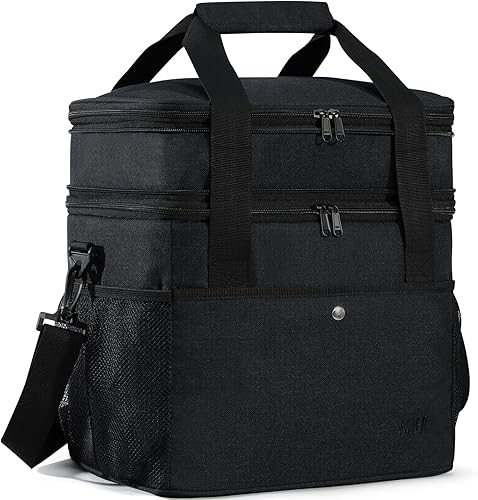 MIER Bolsa de almuerzo expandible de 24 litros, doble capa, aislada, suave, enfriadora, 30 latas, para hombres y adultos, cajas de almuerzo a prueba