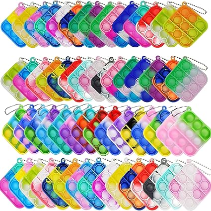 50pcs 2in Random Pop Bubble Fidget Sensory Toys, Pop Toy Bulk for Party Favor, Classroom Student Prizes Easter Basket Goodie Bag Stuffers Christmas Valentine Gift for Kid
