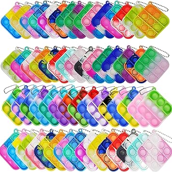 50pcs 2in Random Pop Bubble Fidget Sensory Toys, Pop Toy Bulk for Party Favor, Classroom Student Prizes Easter Basket Goodie Bag Stuffers Christmas Valentine Gift for Kid