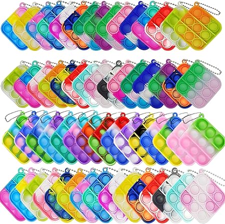 50pcs 2in Random Pop Bubble Fidget Sensory Toys, Pop Toy Bulk for Party Favor, Classroom Student Prizes Easter Basket Goodie Bag Stuffers Christmas Valentine Gift for Kid