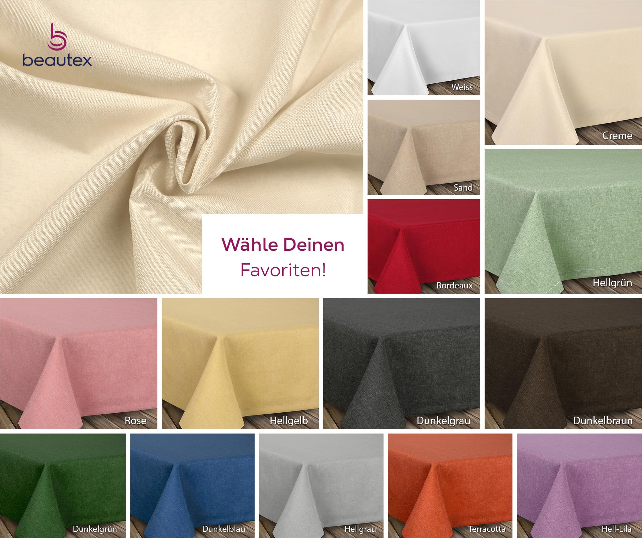 Nappe Ovale Effet Lin Résistante à L'eau - Taille Au Choix - Haus Und Deko - Neuf Avec étiquettes