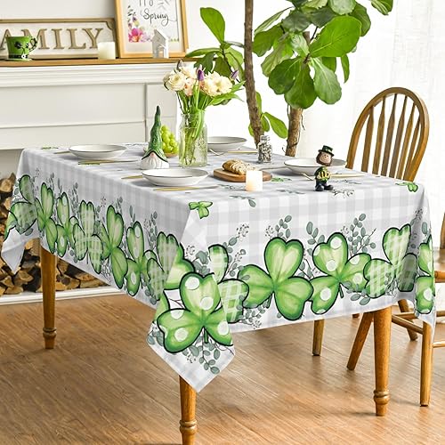 Miniatura 3 de Horaldaily Mantel del día de San Patricio de 60 x 84 pulgadas, mantel de eucalipto de búfalo a cuadros para decoración de fiestas, pícnic, cena