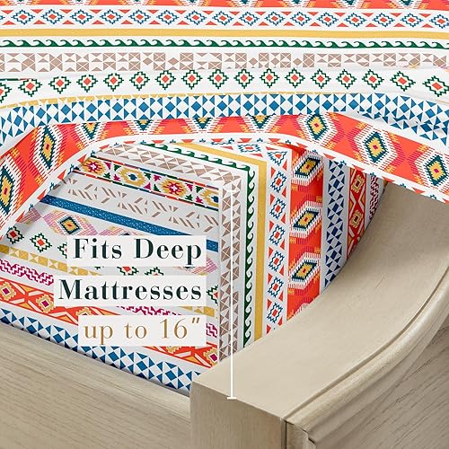 Miniatura 3 de YIYEA Sábanas para cama individual  Boho  Juego de sábanas de lujo de microfibra de doble cepillado  Sábanas individuales ligeras y transpirables