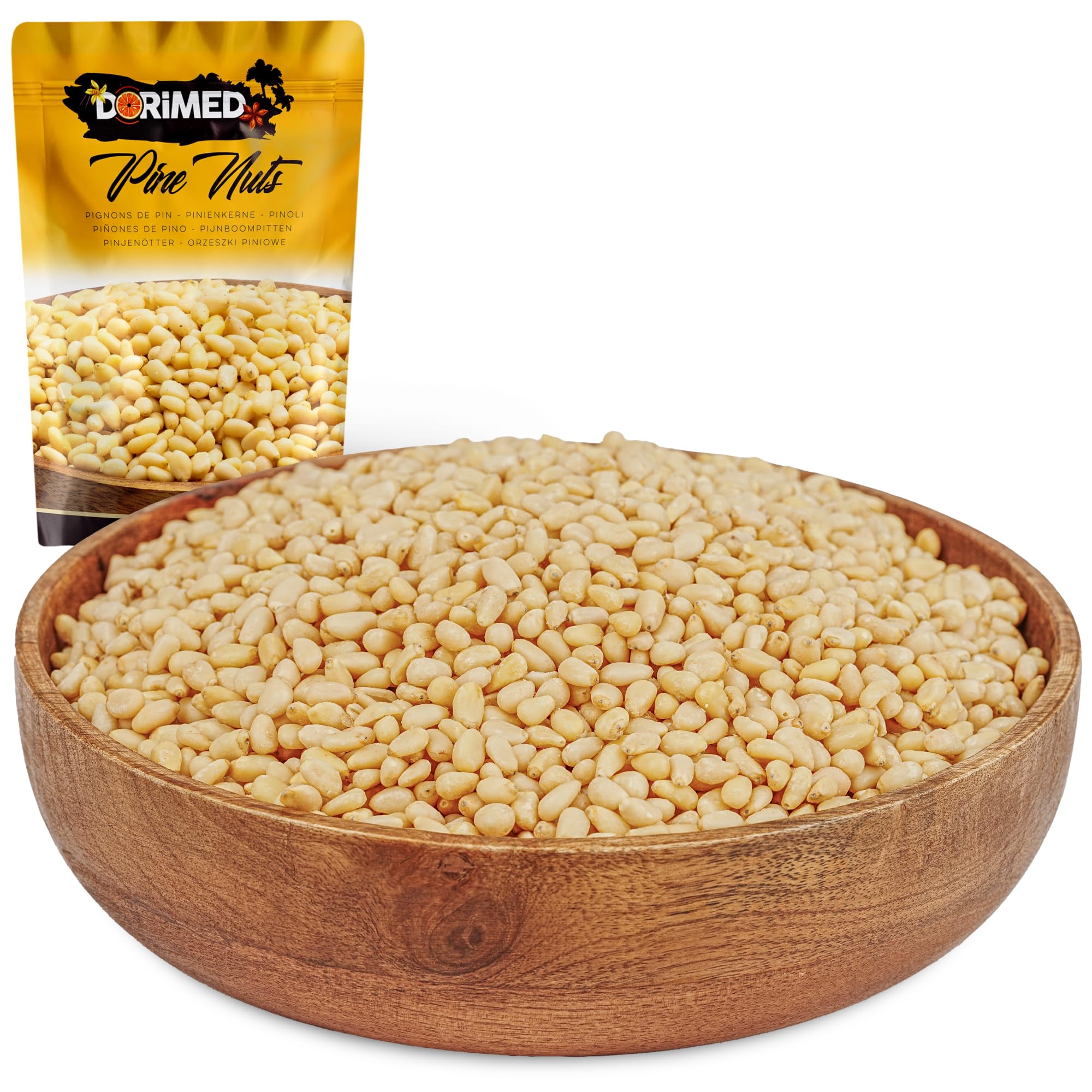 Dorimed Pack de Piñones Crudos de Pino 1kg Pelados | Frutos Secos Siberianos Sin Cáscara de Origen 100% Natural | Bolsa en Porciones para Cocinar