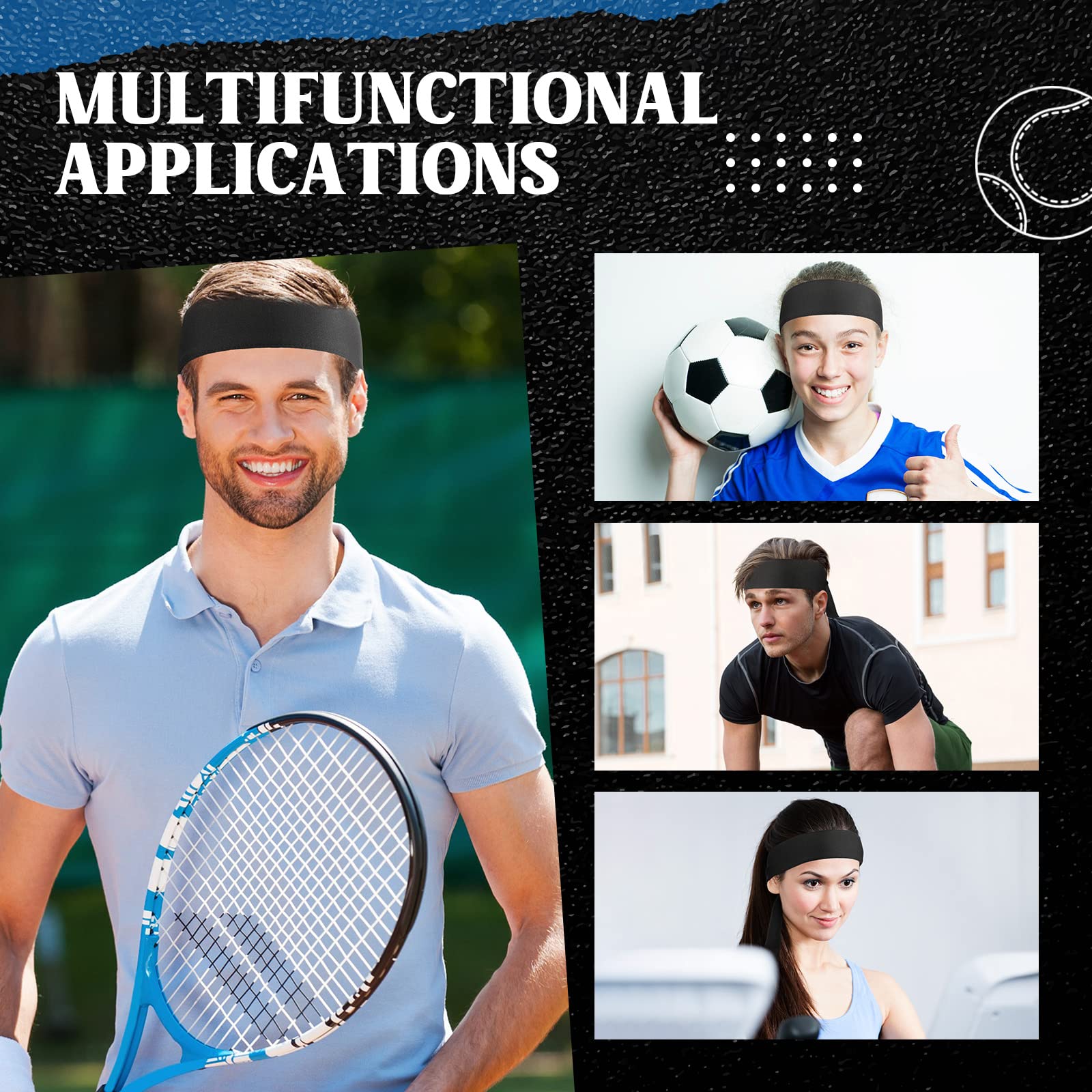 36 Stück Tennis-Krawatten-Stirnbänder für Damen, Herren, Kinder, Karate-Stirnband, Ninja-Stirnbänder, athletische Schweißbänder, schweißableitendes Stirnband, Haarband für Muay Thai, Sport, Tennis