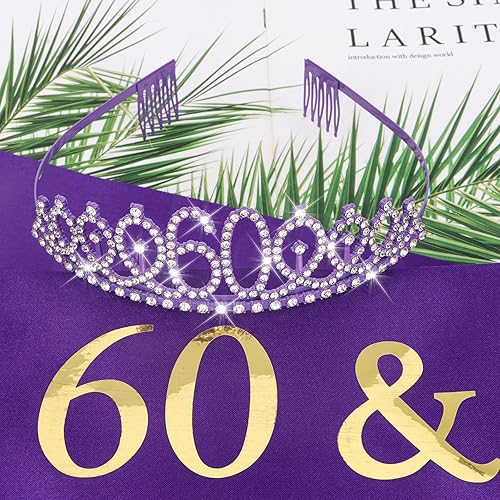 Miniatura 249 de CIEHER Juego de corona de cumpleaños 50 + banda de 50 y fabulosa banda + pin de perlas, tiara, regalos de 50, decoraciones para mujeres amigas
