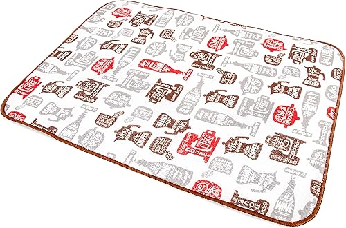 Miniatura 1 de Tapete de secado de platos para encimera de 20 x 15 pulgadas, color rojo y marrón