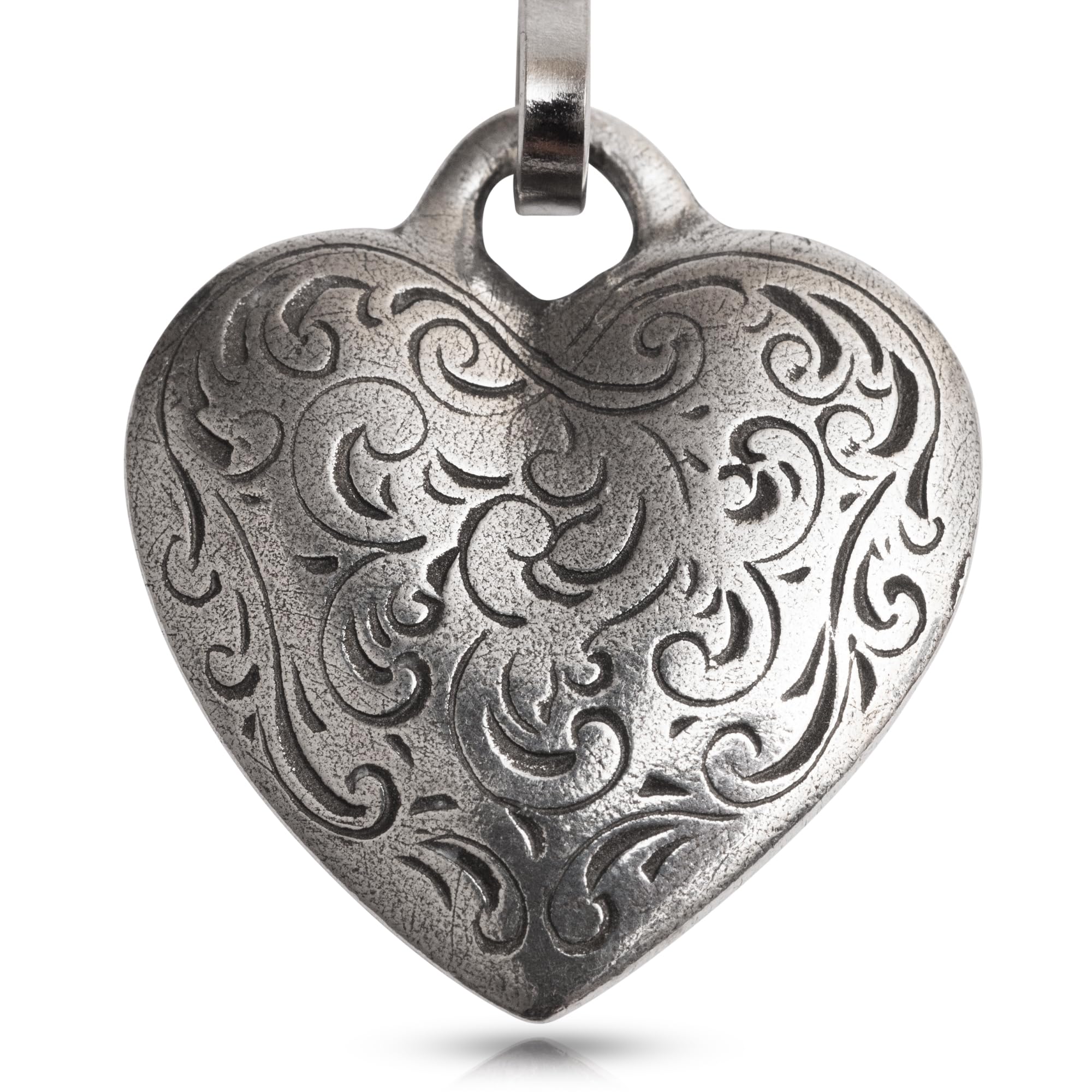 DANFORTH– Florentine Heart Zipper Pull Charm, Heart Shaped Clip-on Accessory for Purse, Backpack, Bag & Coat, Romantic Fine Pewter Gift, Handcast In USA, 7/8” High