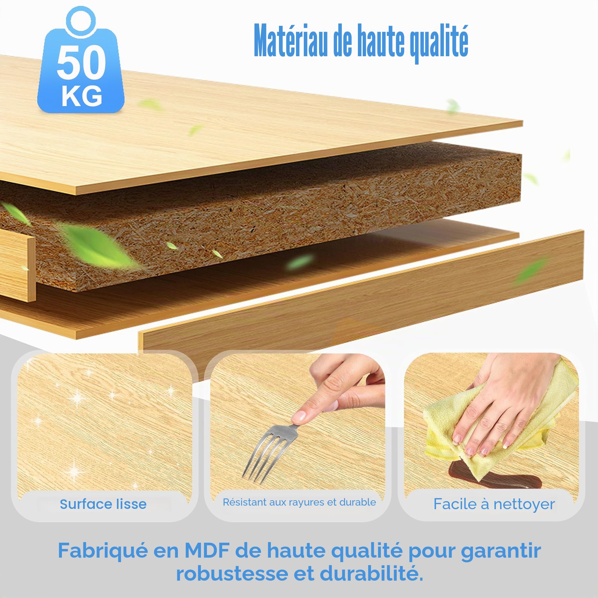 Cuisine armoire sur roulettes avec plan de travail îlot en bois - Chariot de service avec tiroir et étagère - Style maison de campagne