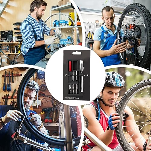 Miniatura 5 de Kit de reparación de neumáticos de ciclismo, juego de artilugios portátiles multifuncionales, equipo de herramientas compactas para bicicletas con