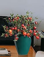 Vista 8 de Forlaoers 4 piezas de 31 pulgadas de alto, tallos de plantas falsas de bayas rojas de granada, ramas de árbol falso con frutas y hojas, flores A:4