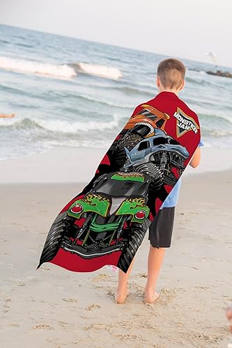 Miniatura 5 de Jay Franco Monster Jam - Toalla de playa para piscina para niños, súper suave y absorbente, Megalodon, El Toro Loco, toalla 100% algodón, medidas 28