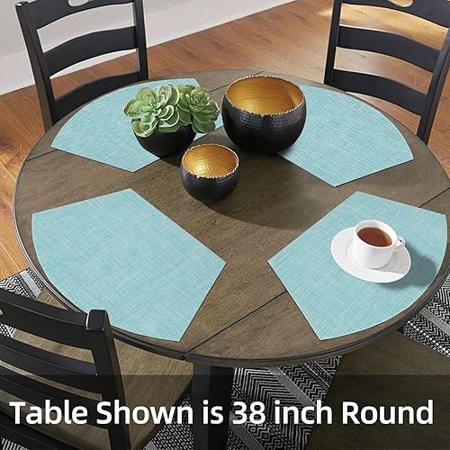 Miniatura 119 de SHACOS - Manteles individuales de PVC para mesas redondas, manteles individuales con curvatura, antideslizantes, resistentes al calor, de vinilo,