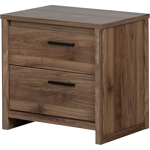 South Shore Tao 2-Drawer Nightstand, Natural Walnut