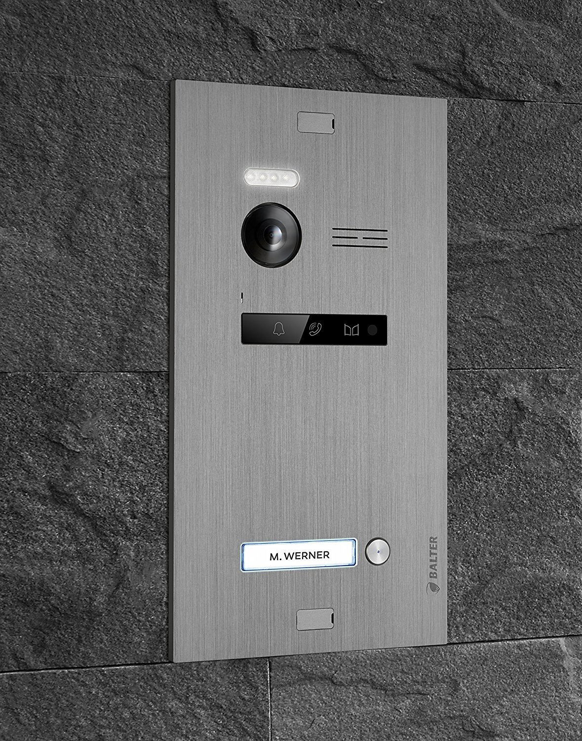 Balter EVO Video Türsprechanlage, Touchscreen, 2 x 7 Zoll Monitor, Smartphone App, 2-Draht Bus, Türstation für 1 Familienhaus Türklingel, 150° Weitwinkel-Kamera, Silber-Weiß