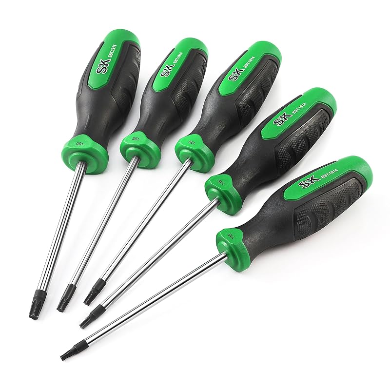 Kit de Chaves de Fenda Torx Magnéticas SK em Aço S2 com Cabo SureGrip, Kit com 5 Peças