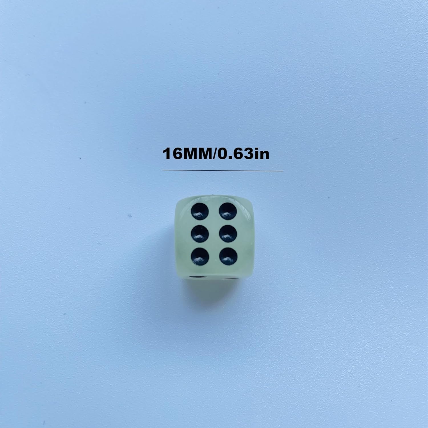 12-Piece Glow-in-The-Dark Dice Set - 16mm Black Pip Dice
