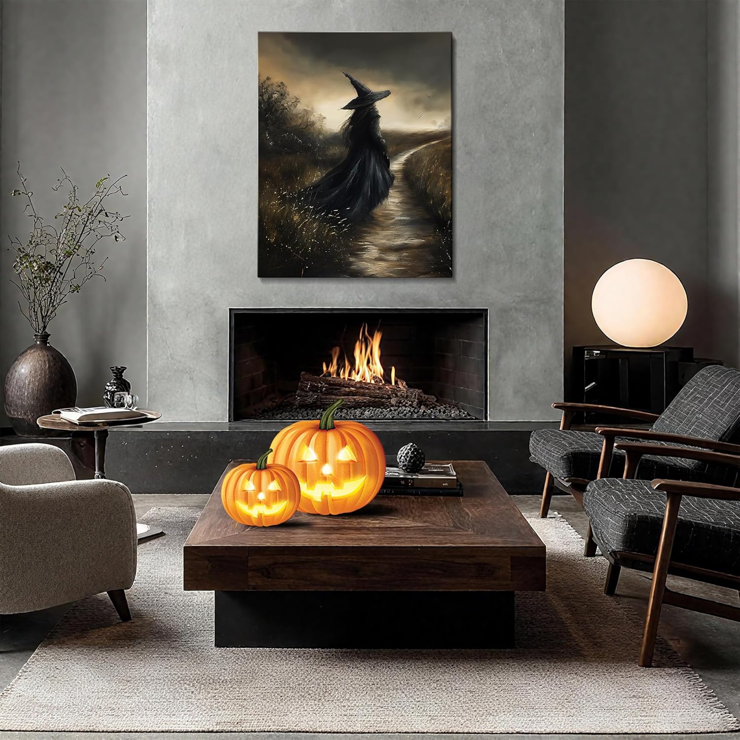 Framed Vintage Halloween Witch Wall Art,Halloween 3D Texture Witche Pictures Fall Decor for Living Room,Secretly Silent Witchy Aesthetic Art Prints for Bedroom Kids Room Gothic Decor 12x16